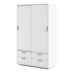 Bílá šatní skříň s posuvnými dveřmi 121×200 cm Line – Tvilum