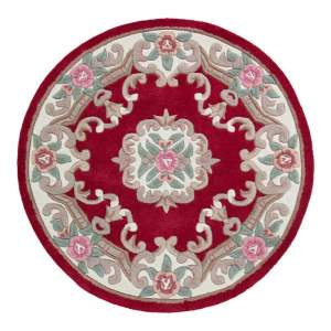 Červený vlněný koberec Flair Rugs Aubusson, ⌀ 120 cm