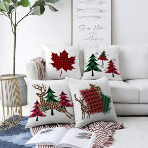 Sada 4 žinylkových povlaků na polštář Minimalist Cushion Covers Leaf, 55 x 55 cm