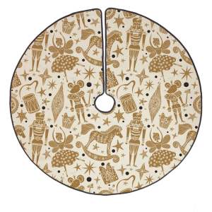 Bavlněný koberec pod vánoční stromeček Butter Kings Golden Nut Cracker, ø 130 cm