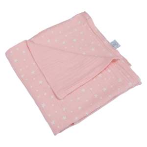 Růžová mušelínová dětská deka 75×75 cm – Bébé Douceur
