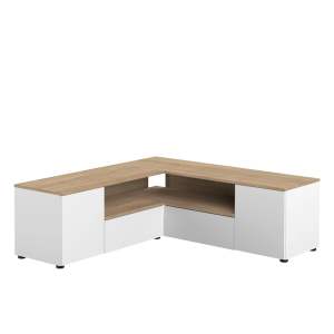 TV stolek v dekoru dubu v bílo-přírodní barvě 130×46 cm Angle – TemaHome