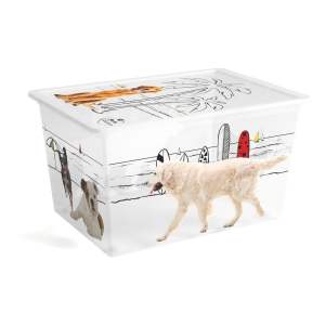 Bílý plastový úložný box s víkem 55x39x31 cm C Box Style – KIS