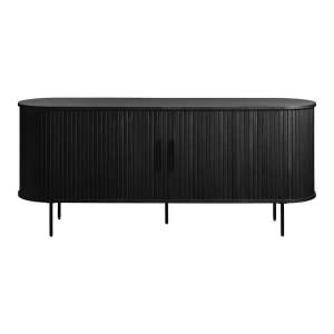 Černá nízká komoda v dekoru dubu s posuvnými dveřmi 76×180 cm Nola – Unique Furniture