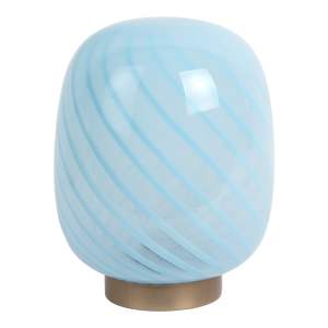 Světle modrá stolní lampa se skleněným stínidlem (výška 20 cm) Summer Globe – Leitmotiv