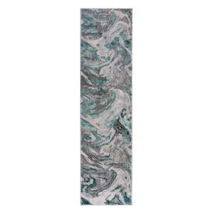 Šedo-tyrkysový běhoun 80×300 cm Marbled – Flair Rugs