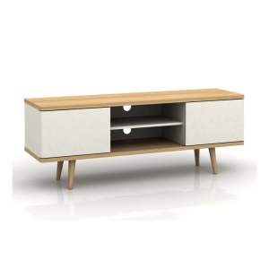 Bílý TV stolek v dekoru dubu 140×52 cm Alana – Støraa