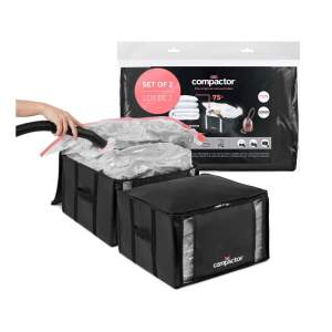 Vakuové vyztužené látkové úložné boxy na oblečení v sadě 2 ks 42x25x25 cm Black Edition – Compactor