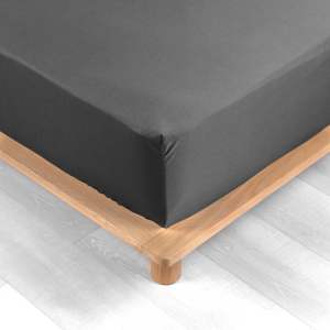 Antracitové napínací prostěradlo z bavlněného perkálu 140×190 cm Percaline – douceur d’intérieur
