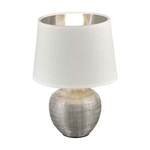 Bílá stolní lampa z keramiky a tkaniny Trio Luxor, výška 26 cm