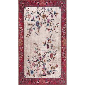 Červeno-krémový pratelný koberec běhoun 200×80 cm – Vitaus
