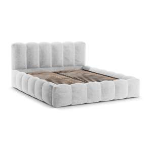 Světle šedá čalouněná dvoulůžková postel s úložným prostorem a roštem 200×200 cm Lupine – Micadoni Home