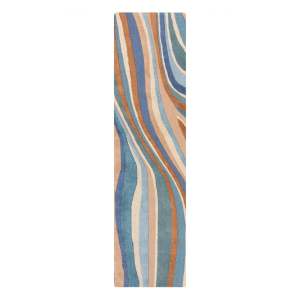Modrý ručně tkaný vlněný běhoun 60×230 cm Abstract Flow – Flair Rugs