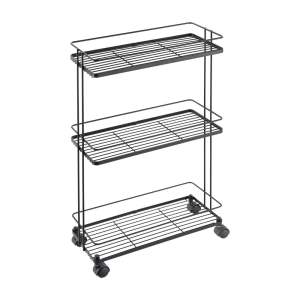 Matně černý ocelový pojízdný regál 38x62x16 cm Lava – Metaltex