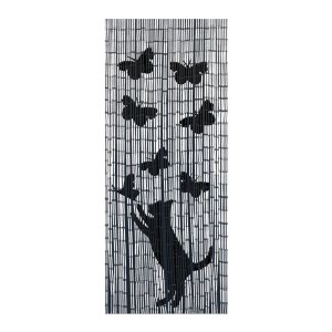 Černo-šedý bambusový závěs do dveří 200×90 cm Cat and Butterfly – Maximex
