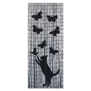 Černo-šedý bambusový závěs do dveří 200×90 cm Cat and Butterfly – Maximex