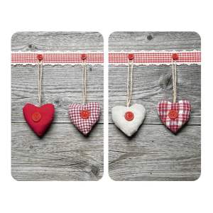 Sada 2 skleněných krytů na sporák Wenko Heart, 52 x 30 cm