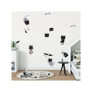 Sada nástěnných dětských samolepek Ambiance Scandinavian Animals Cosmonaut Cats