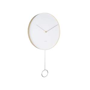 Bílé nástěnné kyvadlové hodiny Karlsson Pendulum, ø 34 cm