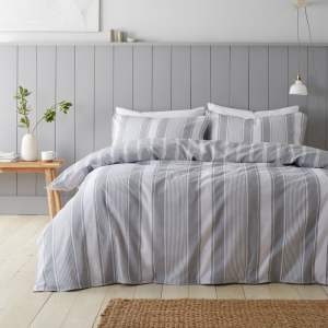 Šedé flanelové povlečení na dvoulůžko 200×200 cm Ticking Stripe – Bianca