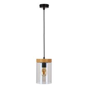 Závěsné svítidlo se skleněným stínidlem v černo-přírodní barvě ø 12 cm Wels – Candellux Lighting