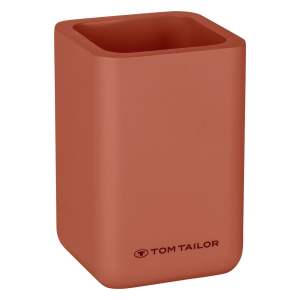 Oranžový kelímek na zubní kartáčky z polyresinu Tom Tailor T-Rounded – Wenko