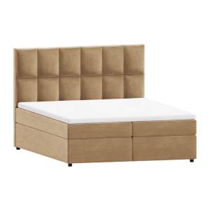 Okrově žlutá boxspring postel s úložným prostorem 140×200 cm Flip – Ropez