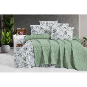 Zelený bavlněný přehoz 220×240 cm Waffle – Mila Home