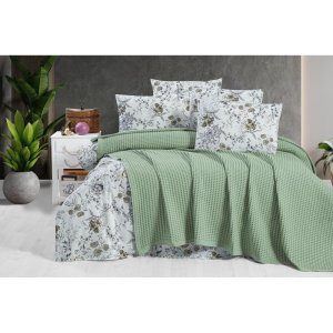 Zelený bavlněný přehoz 220×240 cm Waffle – Mila Home