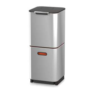 Ocelový odpadkový koš na tříděný odpad ve stříbrné barvě 40 l Totem Compact – Joseph Joseph