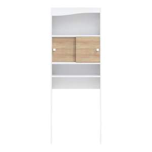 Skříňka nad pračku/WC v dekoru dubu v bílo-přírodní barvě 64×177 cm Wave – TemaHome