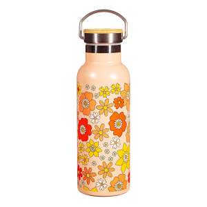 Oranžová nerezová dětská lahev 500 ml 70s Floral – Sass & Belle