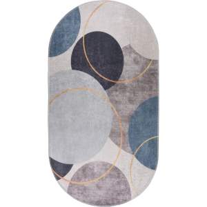 Modro-šedý pratelný koberec 80×120 cm Oval – Vitaus