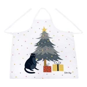 Bavlněná zástěra s vánočním motivem Crazy Cat Xmas – Butter Kings