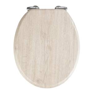 Světlé WC sedátko a snadným zavíráním Wenko Oak, 42,5 x 35,5 cm