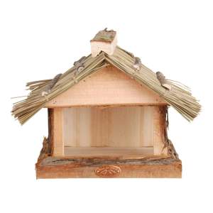 Dřevěné krmítko s doškovou střechou Esschert Design, výška 22,8 cm