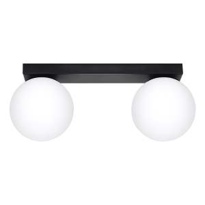 Černé stropní svítidlo se skleněným stínidlem ø 12 cm Umerta – Nice Lamps