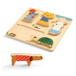 Dětské vkládací dřevěné puzzle s motivy domácích mazlíčků Djeco