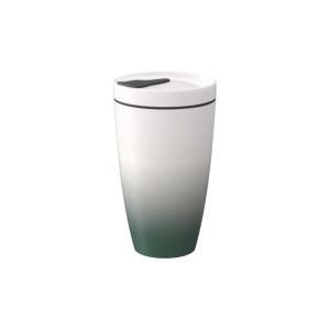 Zeleno-bílý porcelánový cestovní hrnek Villeroy & Boch Like To Go, 350 ml