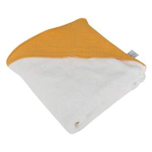 Žlutá mušelínová dětská osuška s kapucí 75×75 cm – Bébé Douceur