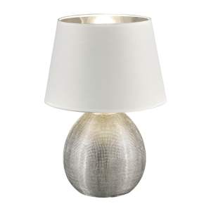 Bílá stolní lampa z keramiky a tkaniny Trio Luxor, výška 35 cm