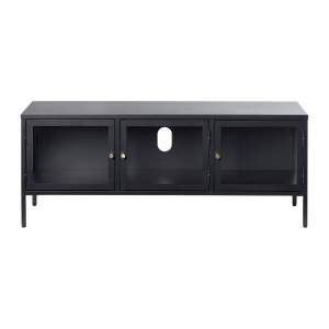 Černý kovový TV stolek 132×52 cm Carmel – Unique Furniture
