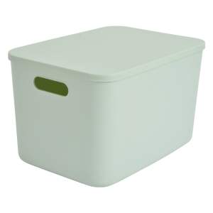 Světle zelený plastový úložný box s víkem 35,5×25,5×23 cm – Homéa