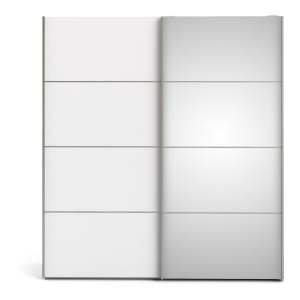 Bílá šatní skříň se zrcadlem a posuvnými dveřmi 182×202 cm Verona – Tvilum