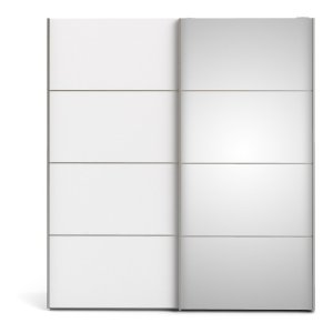Bílá šatní skříň se zrcadlem a posuvnými dveřmi 182×202 cm Verona – Tvilum
