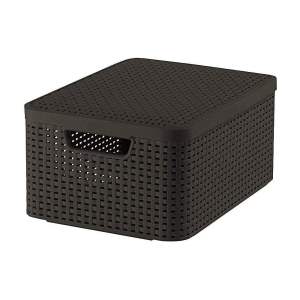 Tmavě hnědý plastový úložný box s víkem 29x39x19 cm Style – Curver