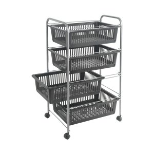 Pojízdný regál v tmavě šedo-stříbrné barvě 46×78 cm – Metaltex