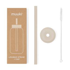 Silikonové brčko s čistícím kartáčkem/s víčkem Summer Sand – Muuki