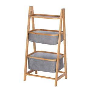 Šedo-hnědý bambusový koupelnový regál 44×91 cm Bahari – Wenko