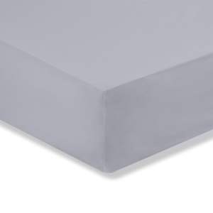 Šedé napínací prostěradlo z bavlněného perkálu 135×190 cm Cotton Percale – Bianca
